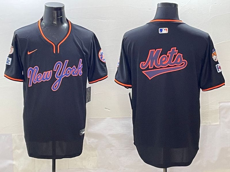 Men New York Mets Blank Black Throwback 2025 Nike MLB Jersey style 5071